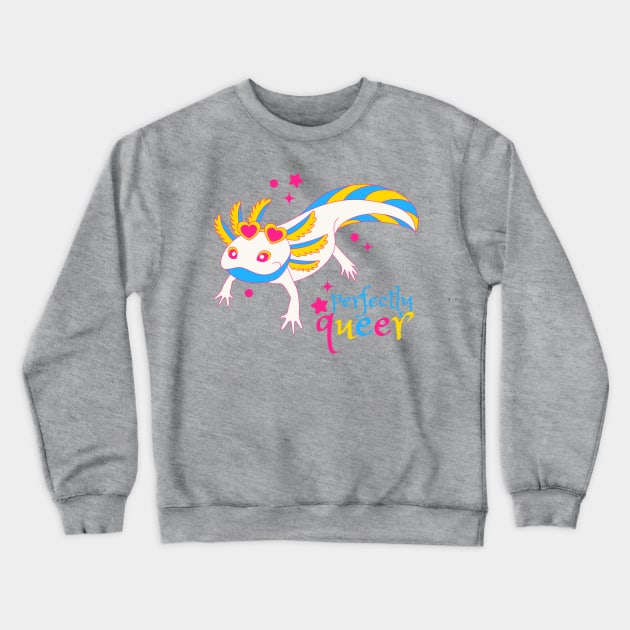 Pansexual Pride Axolotl Crewneck Sweatshirt by Nerd Trinkets